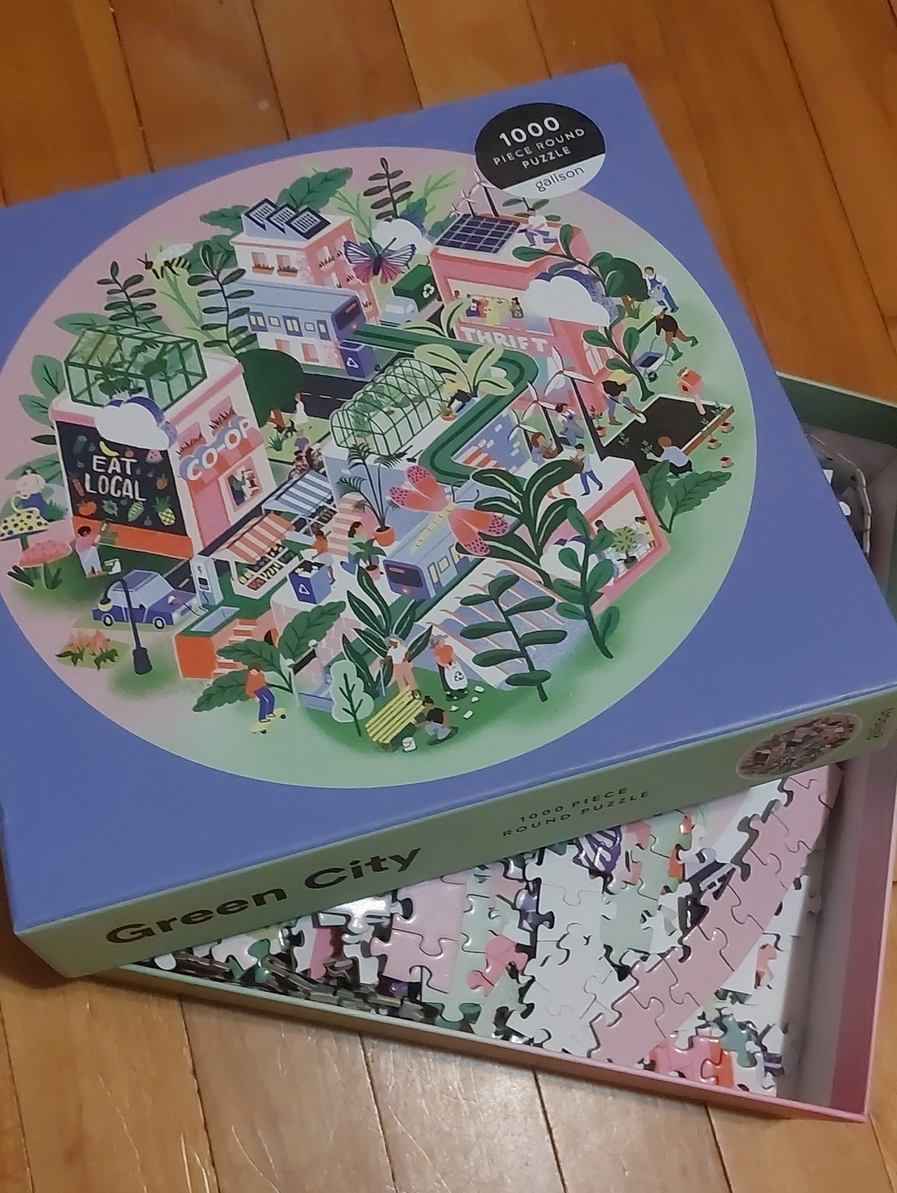 Galison Green City 1000 Piece Round Jigsaw Puzzle COMPLETE